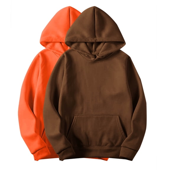 Lmnyox 2 Pack Sweatshirts for Women Casual Basic Long Sleeve Solid Hoodies with Pocket Loose Hooded Pullover