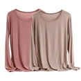 thumbnail image 1 of Lmnyox 2 Pack Undershirt for Women Long Sleeve Crew Neck Shirts Soft Stretchy Tops Lightweight Basic Shirts, 1 of 2