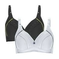 thumbnail image 1 of Lmnyox 2 Pack Wireless Bras for Women Comfortable Full Coverage Everyday Bralettes V Neck Push Up Bras, 1 of 3