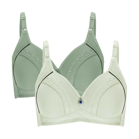 Lmnyox 2 Pack Wireless Bras for Women Comfortable Full Coverage Everyday Bralettes V Neck Push Up Bras