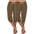 thumbnail image 1 of Lmnyox 2 Pack Women's Capris Elastic Waist Drawstring Capri Pants Summer Lightweight Yoga Capris with Pocket, 1 of 7