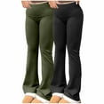 thumbnail image 1 of Lmnyox 2 Pack Yoga Pants for Women Elastic Waist Flare Leg Slim Sport Trousers Casual Athletic Workout Pants, 1 of 6