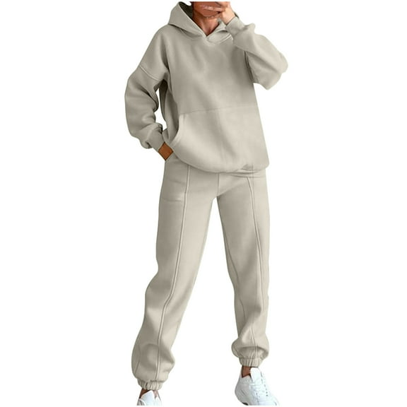 Lmnyox 2 Piece Outfits for Women Tracksuit Set Long Sleeve Pullover Hoodies and Sweatpants Set with Pocket