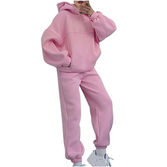 Lmnyox 2 Piece Outfits for Women Tracksuit Set Long Sleeve Pullover Hoodies and Sweatpants Set with Pocket