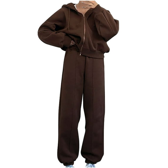 Lmnyox 2 Piece Outfits for Women Tracksuit Set Long Sleeve Pullover Hoodies and Sweatpants Set with Pocket