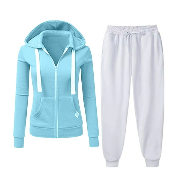 Lmnyox 2 Piece Sweatsuit for Women Long Sleeve Full Zipper Hoodies and Joggers Set with Pocket Tracksuit Outfits
