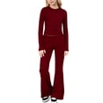 thumbnail image 1 of Lmnyox 2 Pieces Outfits Sets for Girls Long Sleeve Blouses and Flare Pants Sets Casual Fashion Clothing Sets, 1 of 5