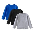 thumbnail image 1 of Lmnyox 3 Pack Cotton T Shirt for Kids Solid Long Sleeve Round Neck Basic Pullover Tee Boys Girls Casual Tops, 1 of 7