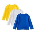 thumbnail image 1 of Lmnyox 3 Pack Cotton T Shirt for Kids Solid Long Sleeve Round Neck Basic Pullover Tee Boys Girls Casual Tops, 1 of 7