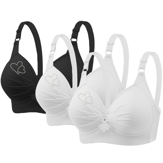 Lmnyox 3 Pack Full Coverage Bras for Women Breathable Wireless Push Up Bras Comfort Support Bralettes