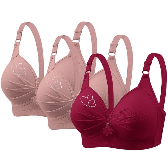 Lmnyox 3 Pack Full Coverage Bras for Women Breathable Wireless Push Up Bras Comfort Support Bralettes
