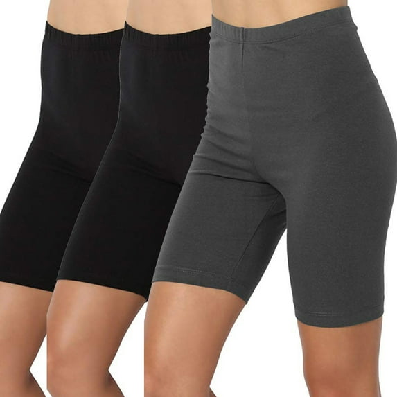 Lmnyox 3 Pack High Waist Biker Shorts for Women Stretchy Yoga Shorts Summer Lightweight Athletic Short Pants