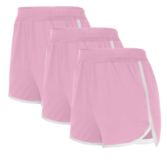 Lmnyox 3 Pack Running Shorts for Women Lightweight Elastic Waist Shorts with Pocket Summer Athletic Short Pants