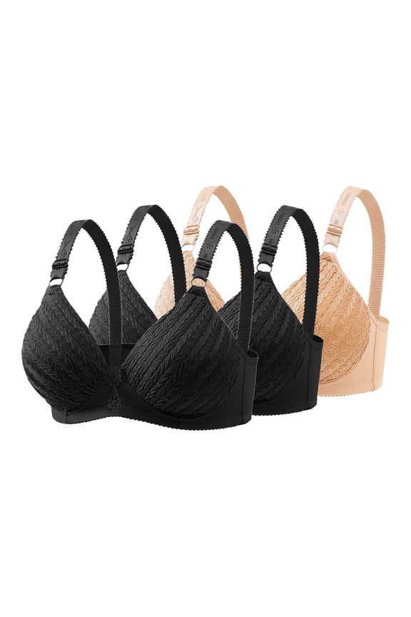3 Pack Wireless Bra for Women Lightweight Comfortable Full Coverage Bralettes Adjustable Push Up Everyday Bra