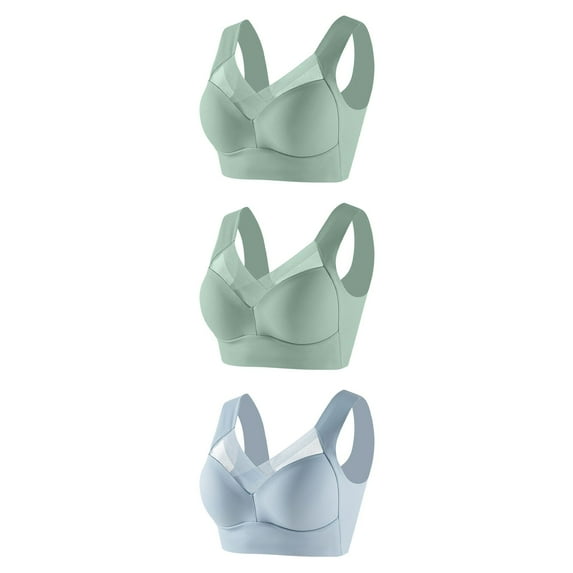 Lmnyox 3 Pack Wireless Bras for Women No Underwire Comfortable Lace Bralettes Push Up Bras Full Support Everyday Bras