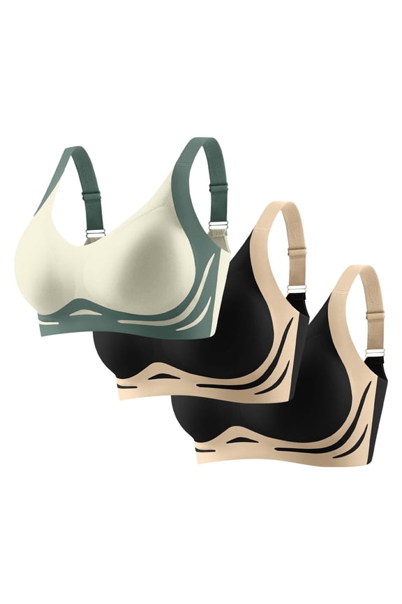 3 Pack Wireless Sport Bra for Women Plus Size No Underwire Support Bra Breathable Workout Bralettes