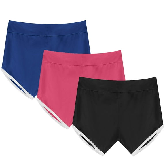 Lmnyox 3 Pack Women's Athletic Shorts Elastic Waist Short Pants Summer Lightweight Stretchy Sport Shorts with Pocket