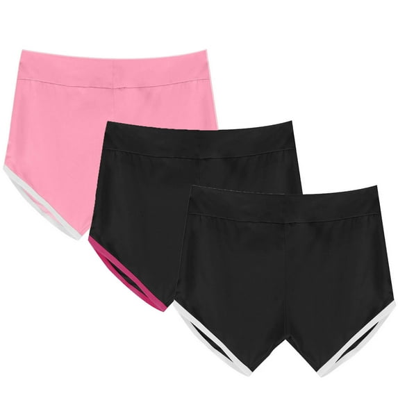 Lmnyox 3 Pack Women's Athletic Shorts Elastic Waist Short Pants Summer Lightweight Stretchy Sport Shorts with Pocket