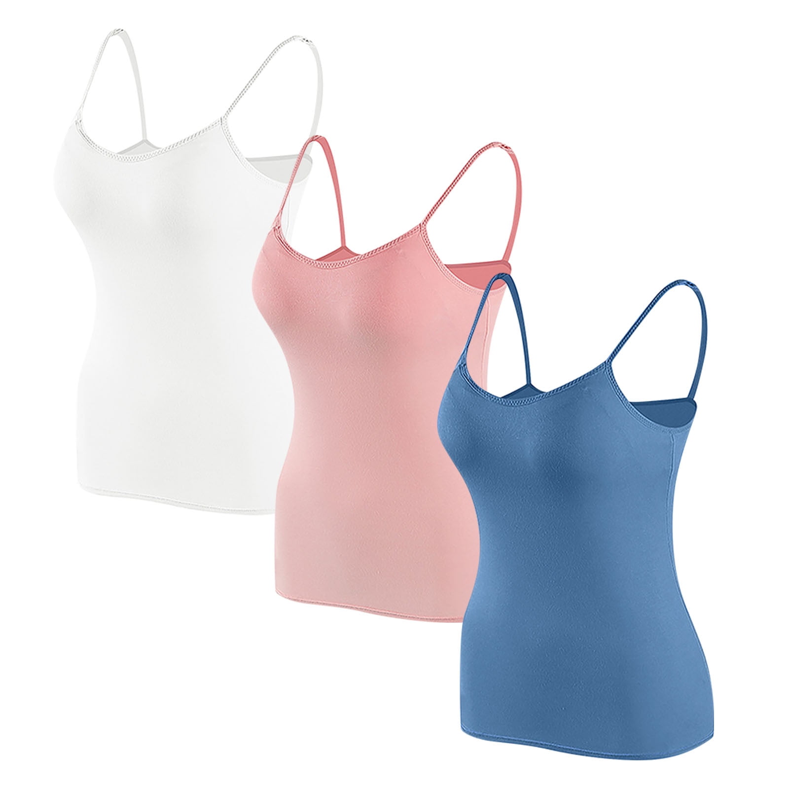 Cotton Knit Camisole Undershirt with Built-in Bra