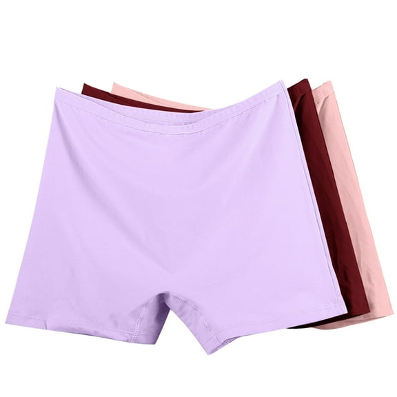 Lmnyox 3 Pack Women's Plus Size Boxer Shorts Soft High Waist Cotton Boy Shorts Breathable Full Coverage Underwear