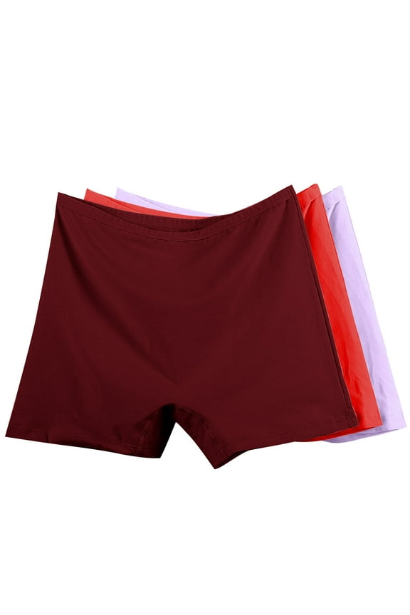 3 Pack Women's Plus Size Boxer Shorts Soft High Waist Cotton Boy Shorts Breathable Full Coverage Underwear