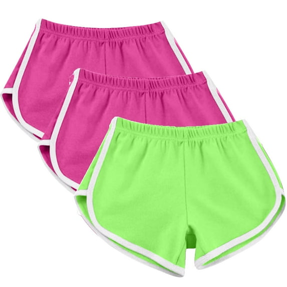 Lmnyox 3 Pack Women's Sport Shorts Summer Elastic Waist Athletic Short Pants Soft Running Shorts with Pocket