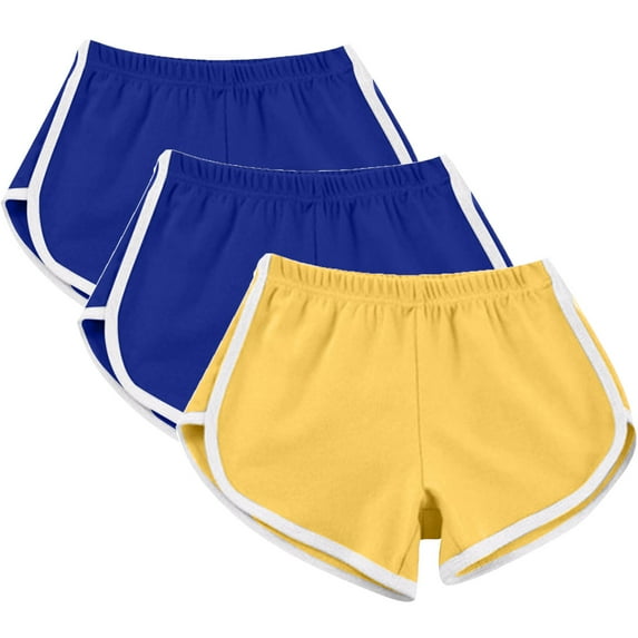 Lmnyox 3 Pack Women's Sport Shorts Summer Elastic Waist Athletic Short Pants Soft Running Shorts with Pocket