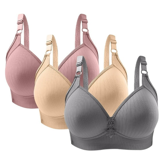 Lmnyox 3 Pack Women's Wireless Bras Adjustable Straps Bralettes Comfortable Push Up Everyday Bras