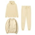 thumbnail image 1 of Lmnyox 3 Piece Outfits for Women Long Sleeve Hoodies Crew Neck Pullover and Jogger Pants Set Solid Color Sweatsuit, 1 of 5