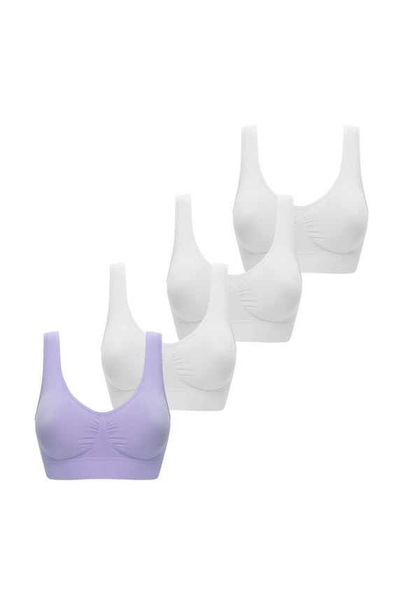 4 Pack Seamless Sport Bras for Women Comfort Wireless Bralettes Breathable Low Impact Bras Plus Size