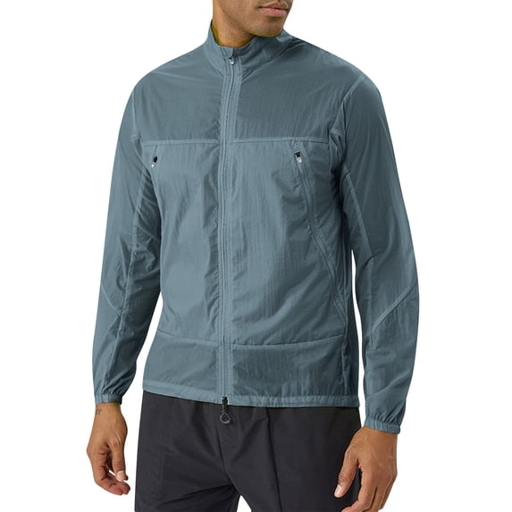 Lmnyox Athletic Jacket for Men Stand Collar Zip Up Quick Dry Jacket Lightweight Outdoor Sport Jacket with Pocket