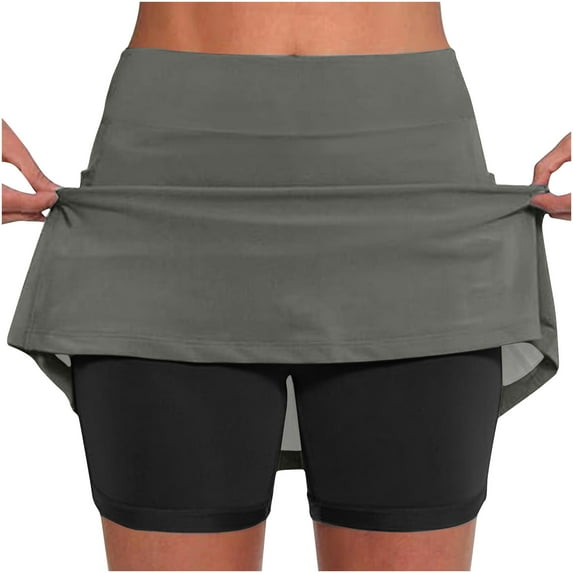Lmnyox Athletic Skorts for Women High Waist Tennis Skirts Summer Running Sport Skorts with Shorts Underneath