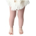 thumbnail image 1 of Lmnyox Baby Girl's Leggings Winter Warm Plain Cuffed Ribbed Leggings Elastic Waist Fleece Lined Basic Pants, 1 of 3