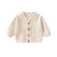 thumbnail image 1 of Lmnyox Baby Toddler's Jackets Textured Long Sleeve V Neck Button Down Cardigans Casual Solid Color Outwears, 1 of 5