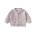thumbnail image 1 of Lmnyox Baby Toddler's Jackets Textured Long Sleeve V Neck Button Down Cardigans Casual Solid Color Outwears, 1 of 5