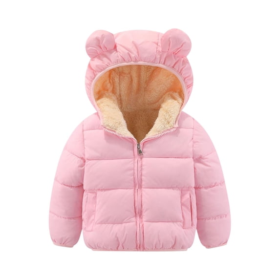 Lmnyox Baby Toddler's Puffer Coats Cute Thermal Fleece Lined Zipper Up Hooded Jackets Quilted Puffy Outerwears with Pockets