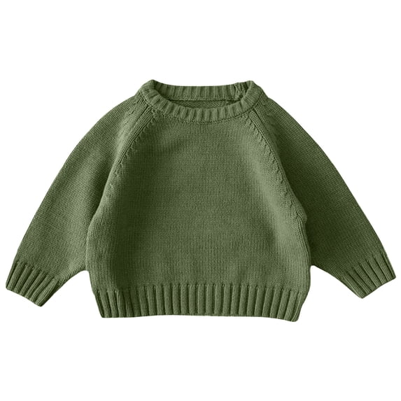 Lmnyox Baby Toddler's Sweaters Fall Winter Cozy Crew Neck Long Sleeve Pullover Plain Loose Knitted Tops