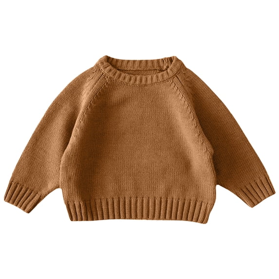 Lmnyox Baby Toddler's Sweaters Fall Winter Cozy Crew Neck Long Sleeve Pullover Plain Loose Knitted Tops
