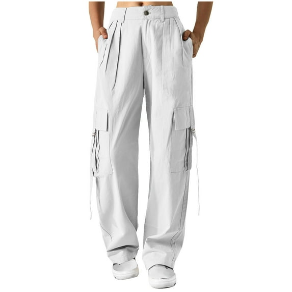 Lmnyox Baggy Cargo Pants for Women Straight Leg Lounge Pants with Pocket Summer Workout Hiking Trousers