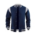 thumbnail image 1 of Lmnyox Baseball Jacket for Men Classic Casual Button Down Long Sleeve Sport Jacket Fleece Lined Outerwear, 1 of 6