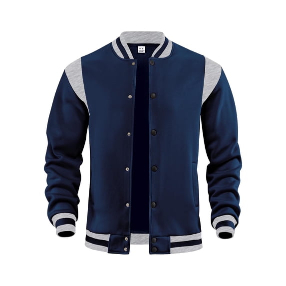 Lmnyox Baseball Jacket for Men Classic Casual Button Down Long Sleeve Sport Jacket Fleece Lined Outerwear