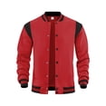 thumbnail image 1 of Lmnyox Baseball Jacket for Men Classic Casual Button Down Long Sleeve Sport Jacket Fleece Lined Outerwear, 1 of 6
