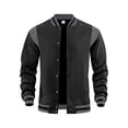 thumbnail image 1 of Lmnyox Baseball Jacket for Men Classic Casual Button Down Long Sleeve Sport Jacket Fleece Lined Outerwear, 1 of 6