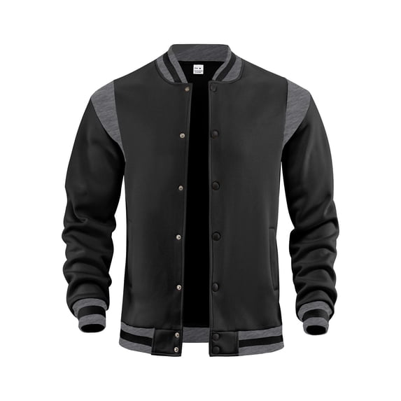 Lmnyox Baseball Jacket for Men Classic Casual Button Down Long Sleeve Sport Jacket Fleece Lined Outerwear