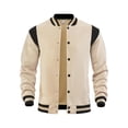 thumbnail image 1 of Lmnyox Baseball Jacket for Men Classic Casual Button Down Long Sleeve Sport Jacket Fleece Lined Outerwear, 1 of 9