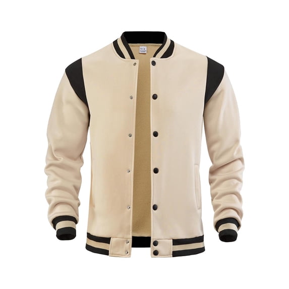 Lmnyox Baseball Jacket for Men Classic Casual Button Down Long Sleeve Sport Jacket Fleece Lined Outerwear