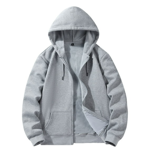 Lmnyox Big and Tall Hoodies for Men Solid Full Zip Up Hooded Jacket Thick Warm Fleece Lined Sweatshirts with Pocket