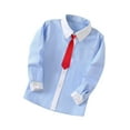 thumbnail image 1 of Lmnyox Boy's Cotton Shirts Long Sleeve Button Down Shirt Dressy Casual Collar Shirts for Kids 3-10 Years Blue, 1 of 3