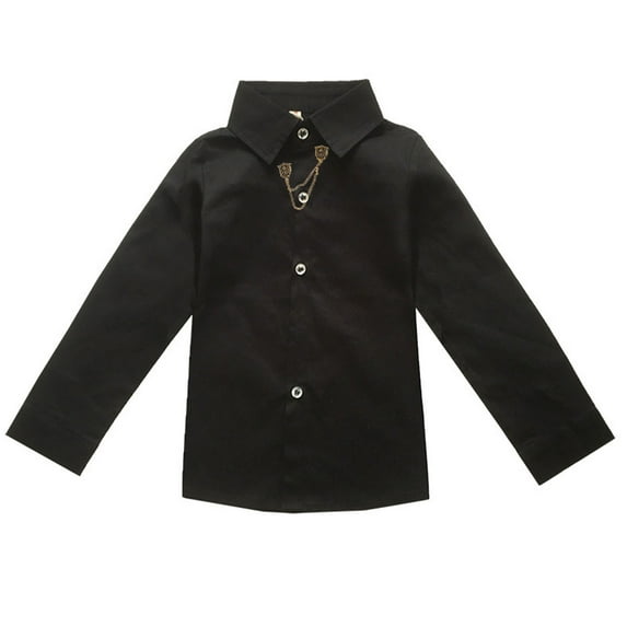 Lmnyox Boy's Long Sleeve Shirts Cotton Button Down Dressy Shirt Fall Winter Casual Collar Shirts for Kids Solid Color