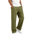 thumbnail image 1 of Lmnyox Boy's Pants Casual Plain Elastic Waist Straight Leg School Uniform Teen Loose Trousers with Pockets, 1 of 9